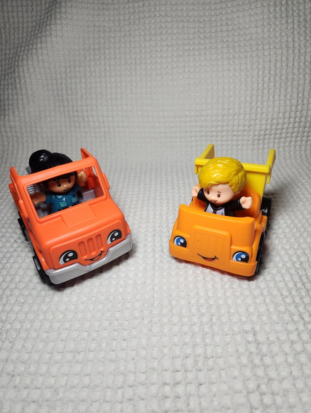 Orange and Yellow Kids Toy Trucks with Driver Figures - 2-Pack Little People
